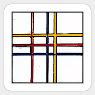 Mondrian Inspired Linework Geometric Abstract Acrylic Painting I Sticker